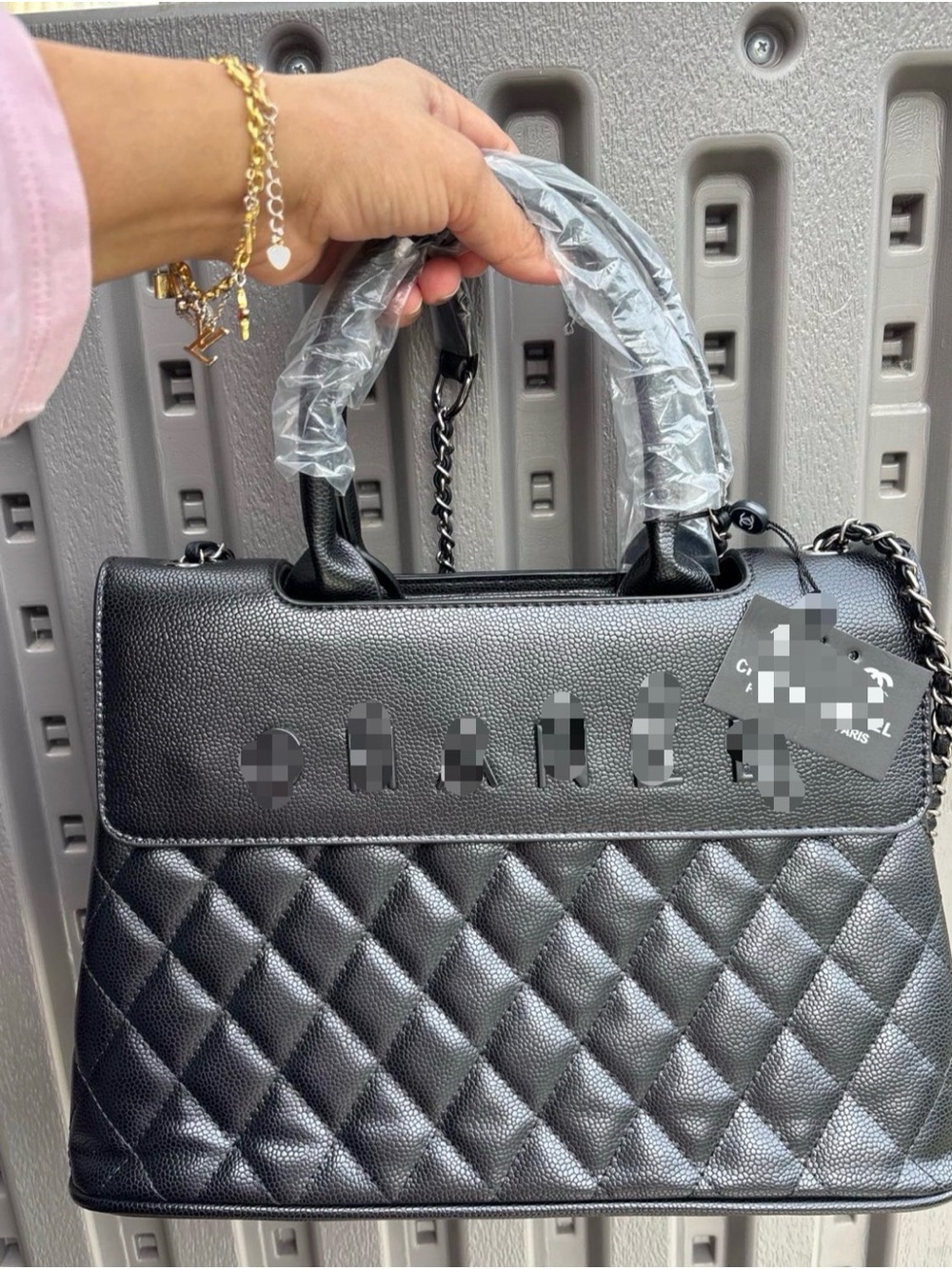 Elegance Quilted Top-Handle Satchel in Black